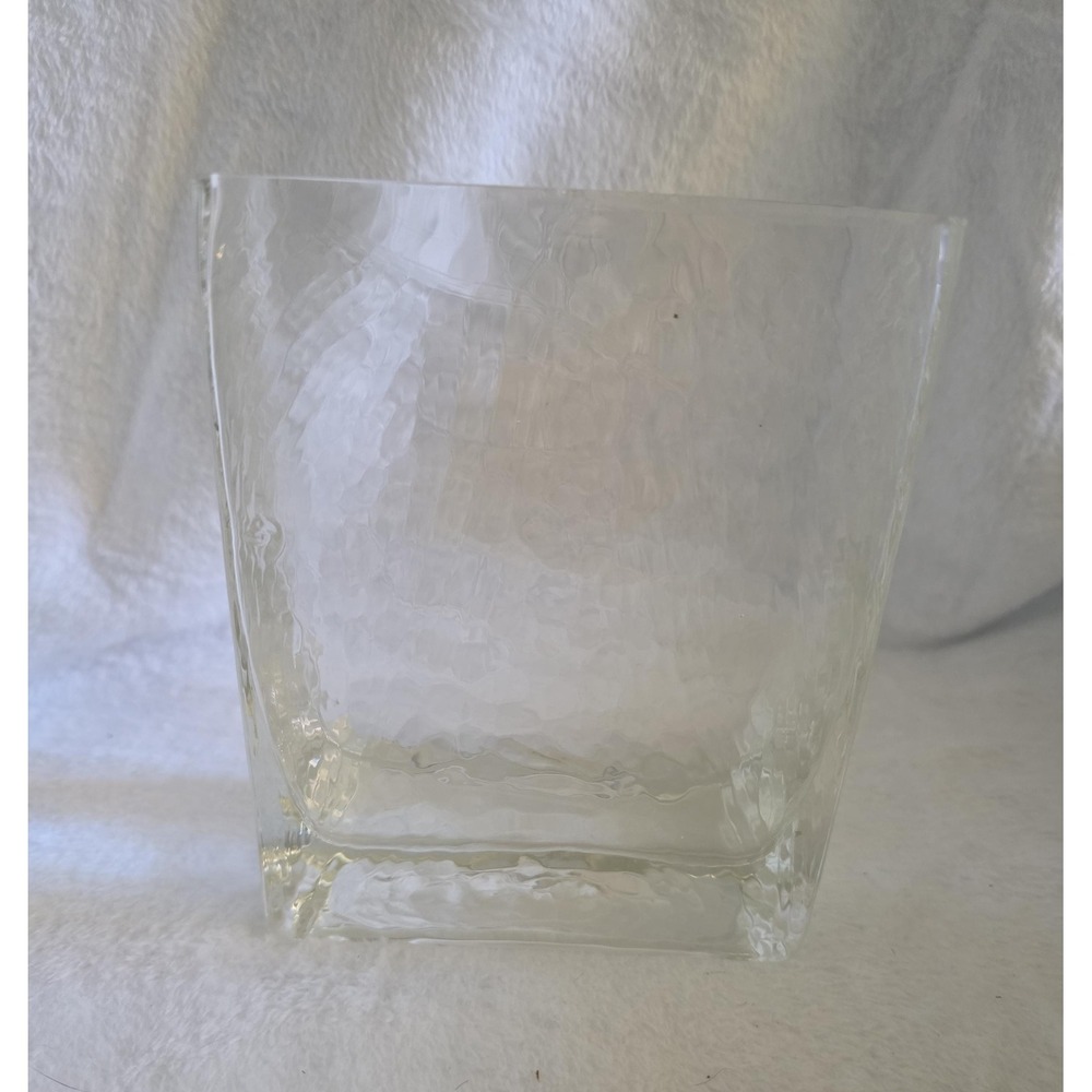 Vintage Southern Living Textured Glass Vase – Wavy Block Planter (5.75" Tall)
